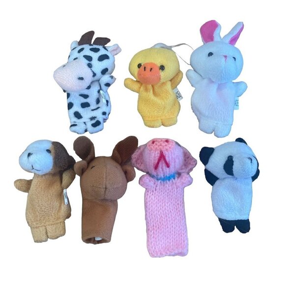 Hug Fun Other - Hug Fun Farm Animal Finger Puppets Set of 7 Cow Rabbit Pig Horse Duck Dog